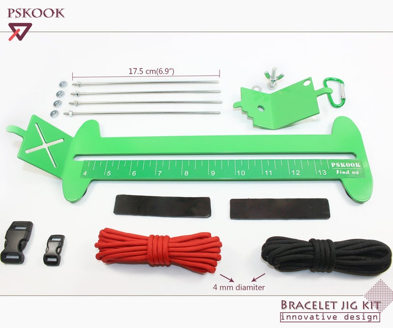 PSKOOK Paracord Bracelet Jig Kit, Paracord Tool Kit Adjustable Length Weaving DIY Craft Maker Tool (Green) - Image 3